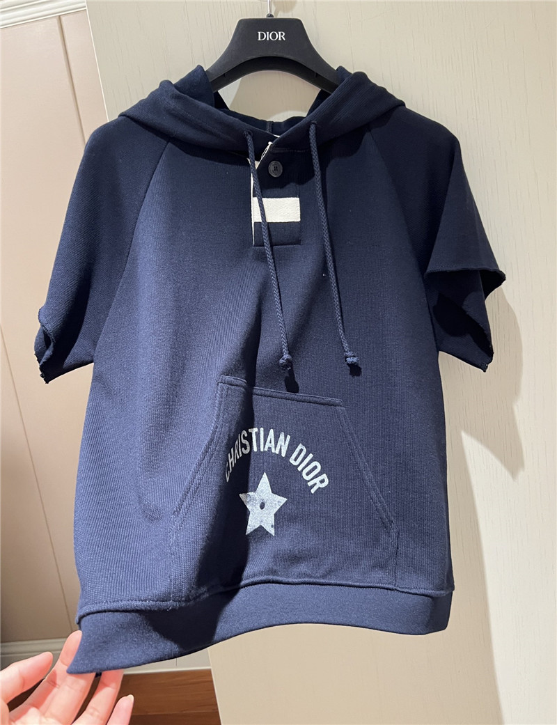D10r navy blue hooded short sleeve replica designer clothes
