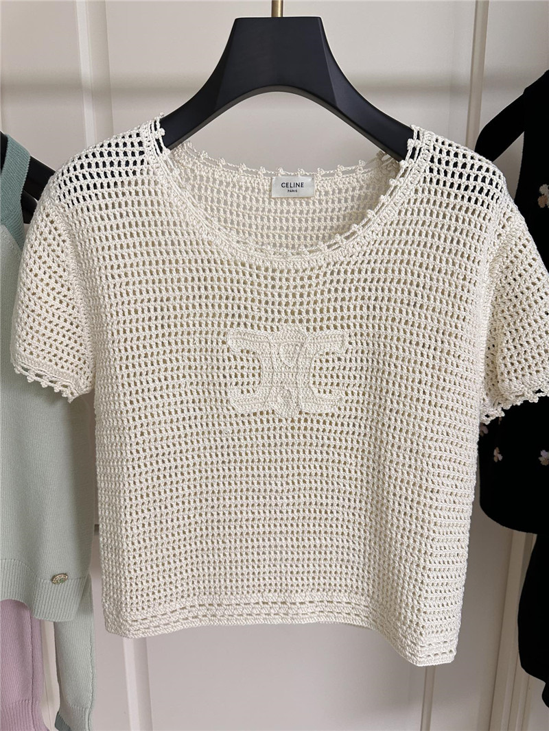 Ce1i*e hollow short sleeve replica designer clothes