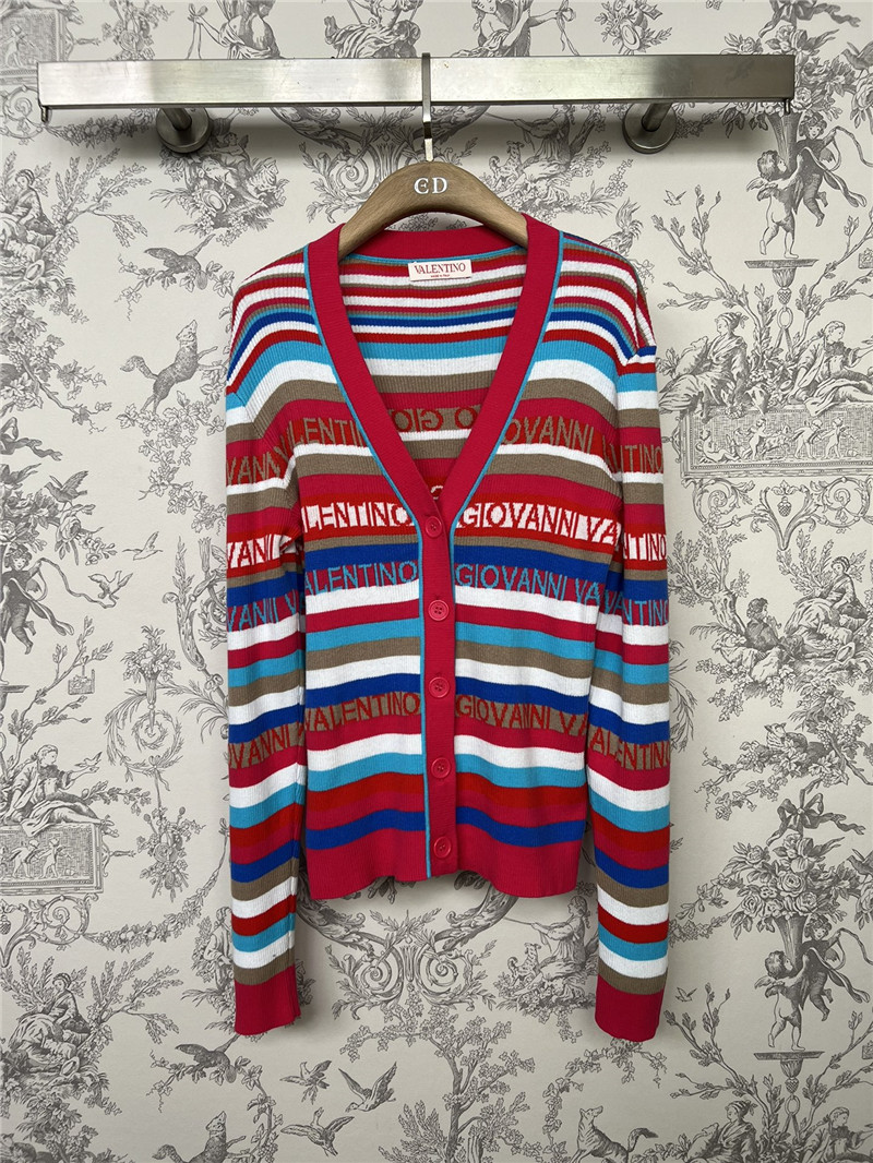 Va1e*ntin0 logo jacquard striped cardigan