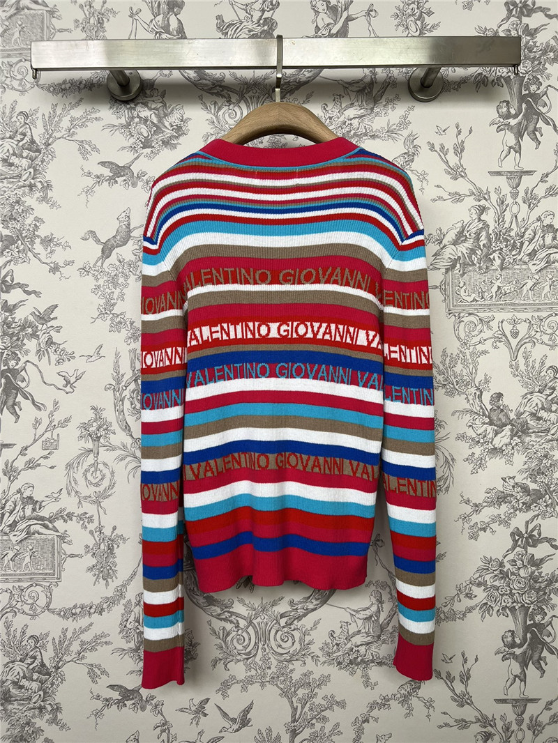 Va1e*ntin0 logo jacquard striped cardigan