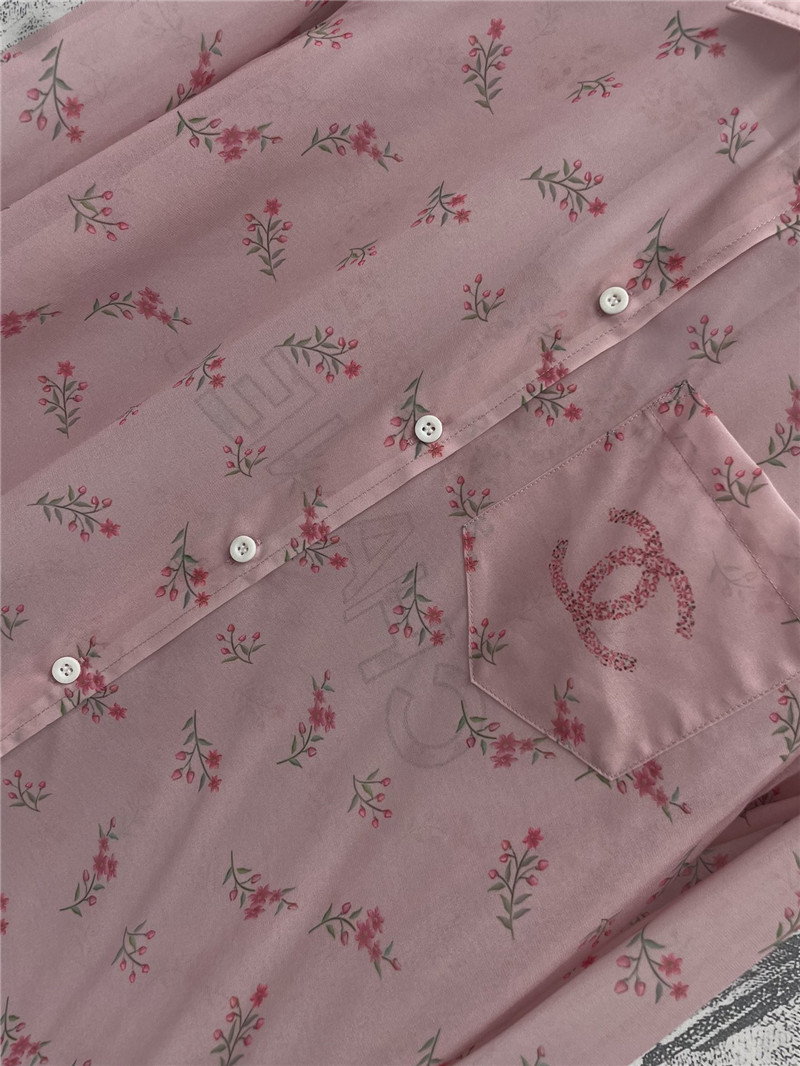 Ch**el full printed see-through shirt replica designer clothes