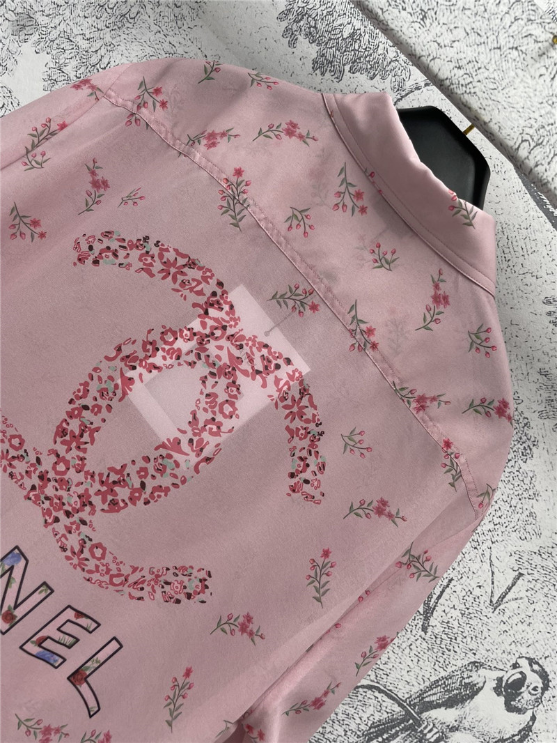 Ch**el full printed see-through shirt replica designer clothes