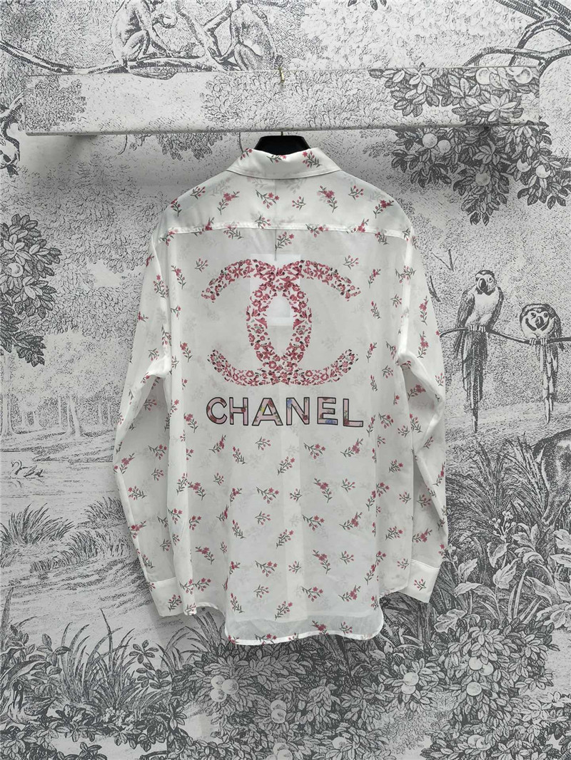Ch**el full printed see-through shirt replica designer clothes