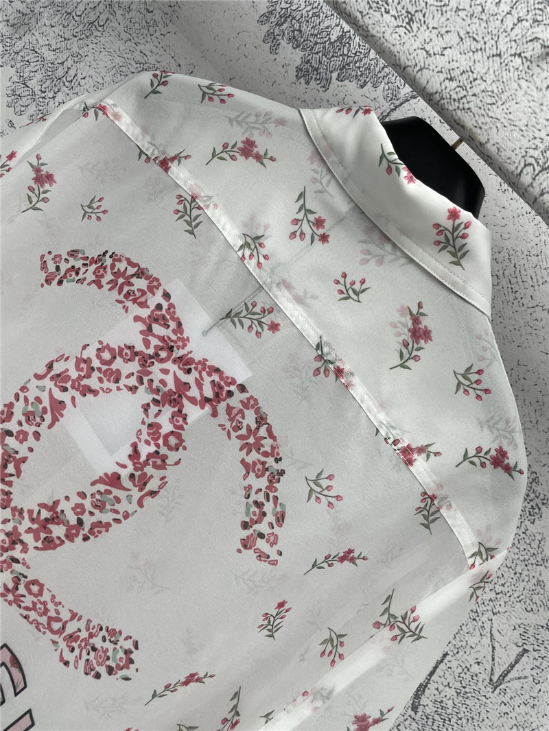 Ch**el full printed see-through shirt replica designer clothes