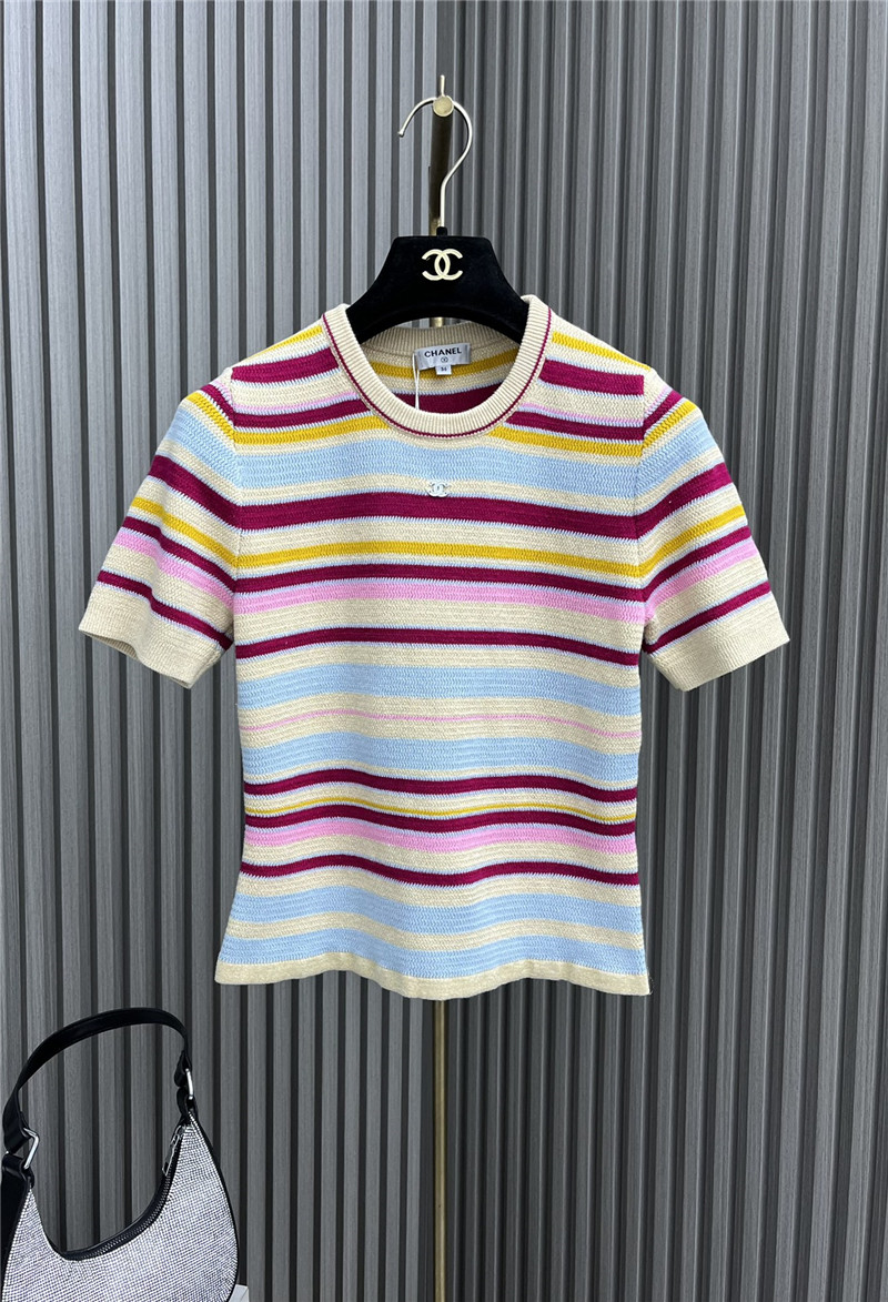Ch**el colorful striped knit t-shirt