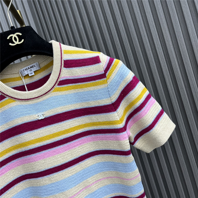 Ch**el colorful striped knit t-shirt