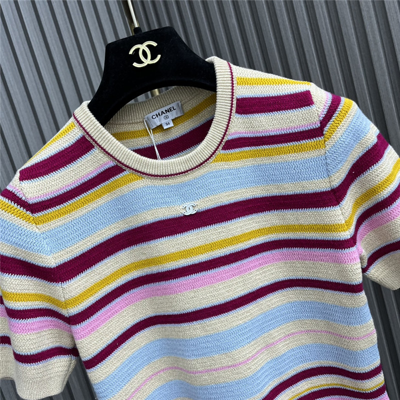 Ch**el colorful striped knit t-shirt