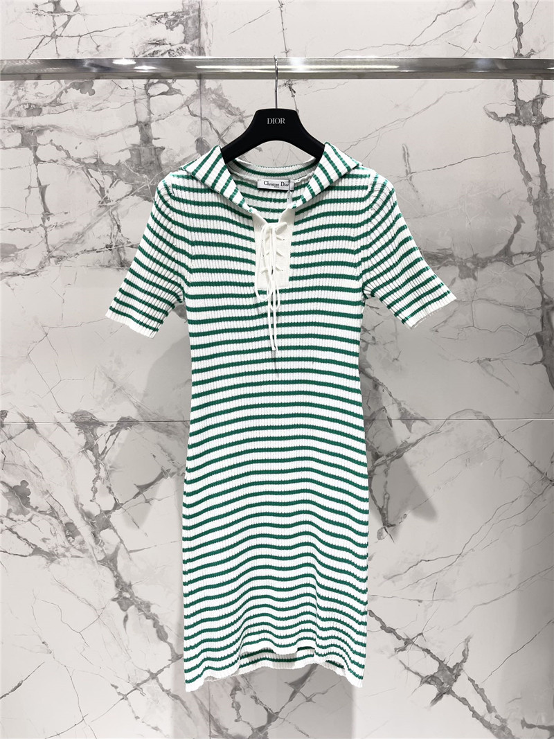 D10r navy neck short sleeve knitted dress replica clothes