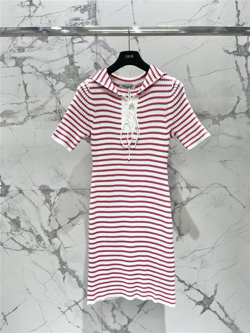 D10r navy neck short sleeve knitted dress replica clothes