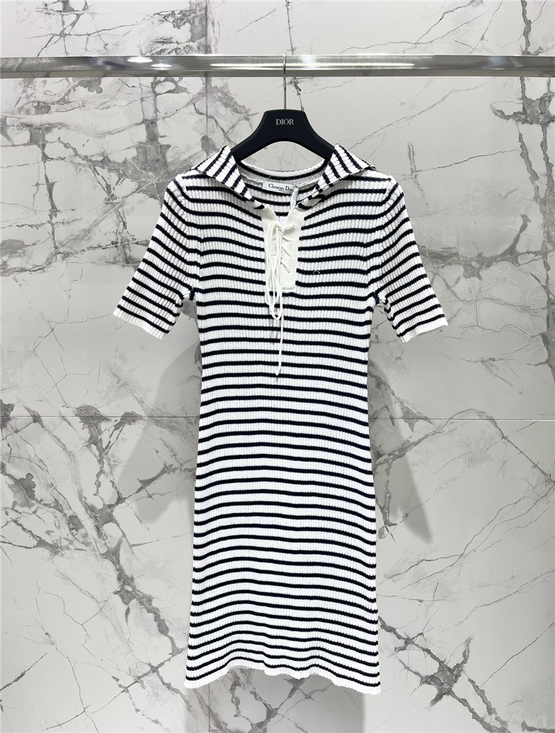 D10r navy neck short sleeve knitted dress replica clothes