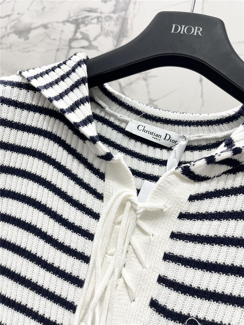 D10r navy neck short sleeve knitted dress replica clothes