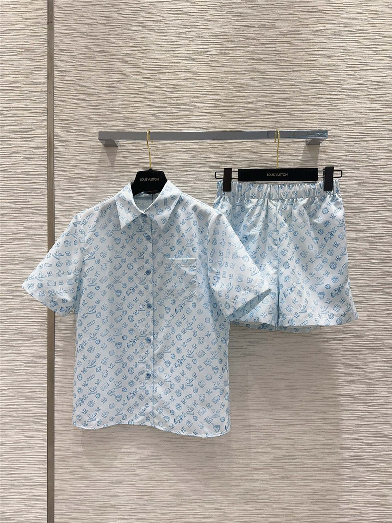 l0vis Vvtt0n lv lapel shirt + shorts set replica clothing