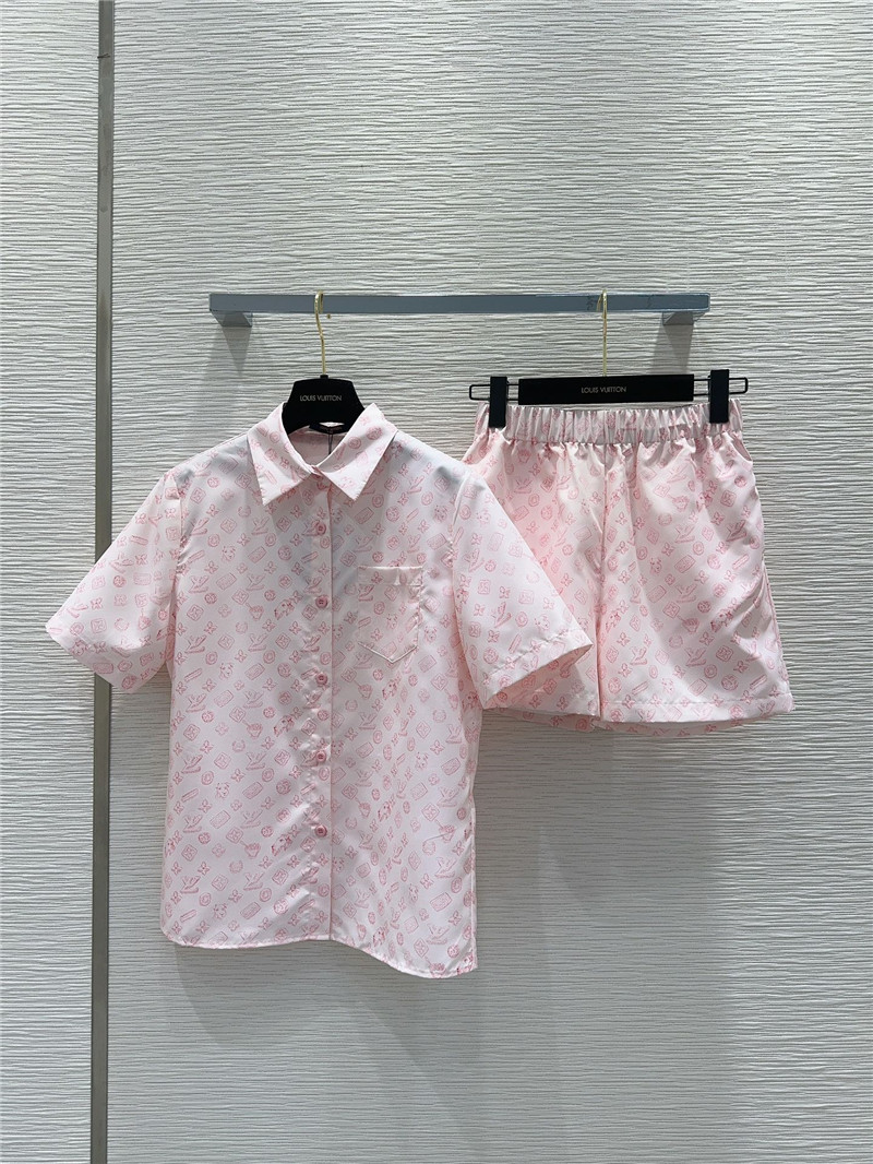 l0vis Vvtt0n lv lapel shirt + shorts set replica clothing