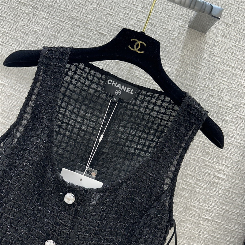 Ch**el fine plaid black vest dress replica designer clothes