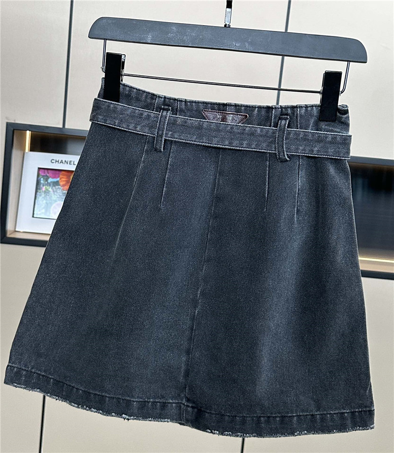 Pra*a belt denim skirt replica clothing sites
