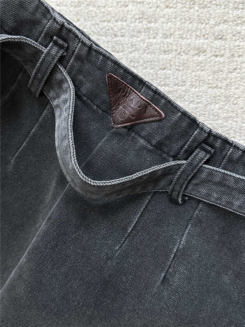 Pra*a belt denim skirt replica clothing sites