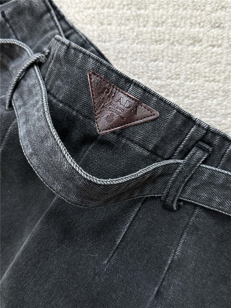 Pra*a belt denim skirt replica clothing sites