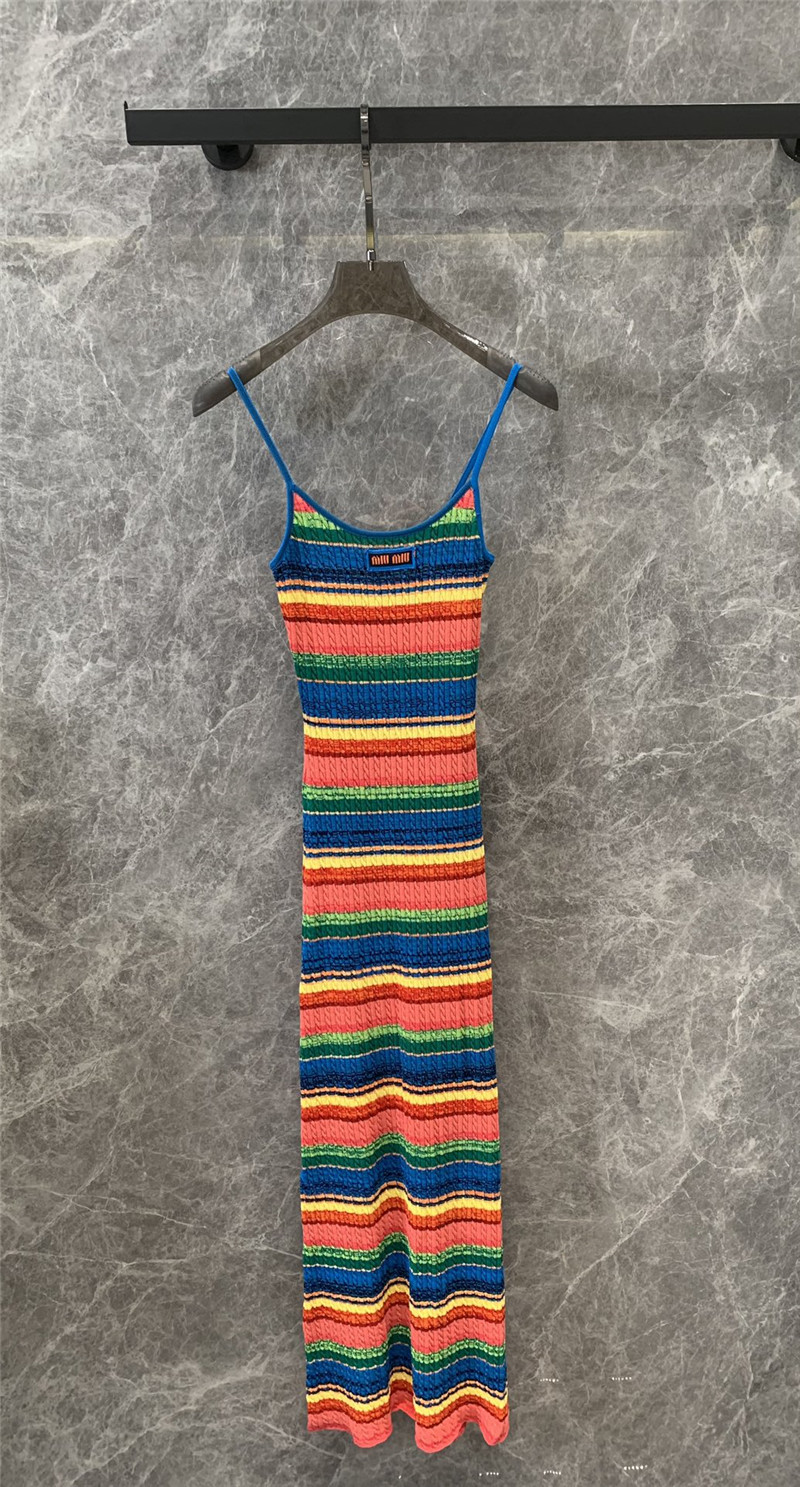 M1um1u rainbow dopamine knitted long dress replicas clothes