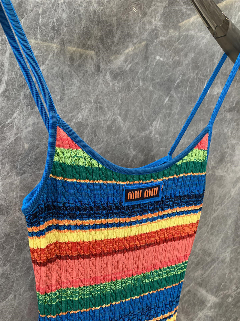 M1um1u rainbow dopamine knitted long dress replicas clothes