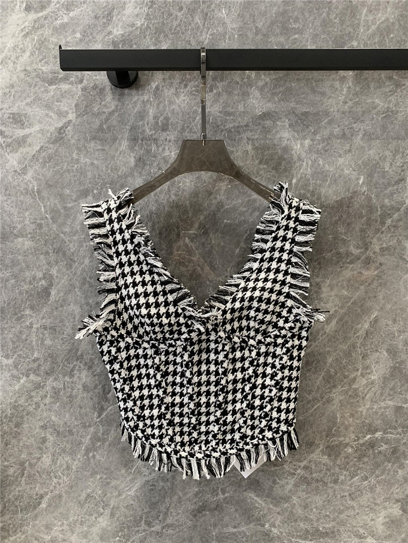 Balmain houndstooth tweed raw edge tunic replica clothes