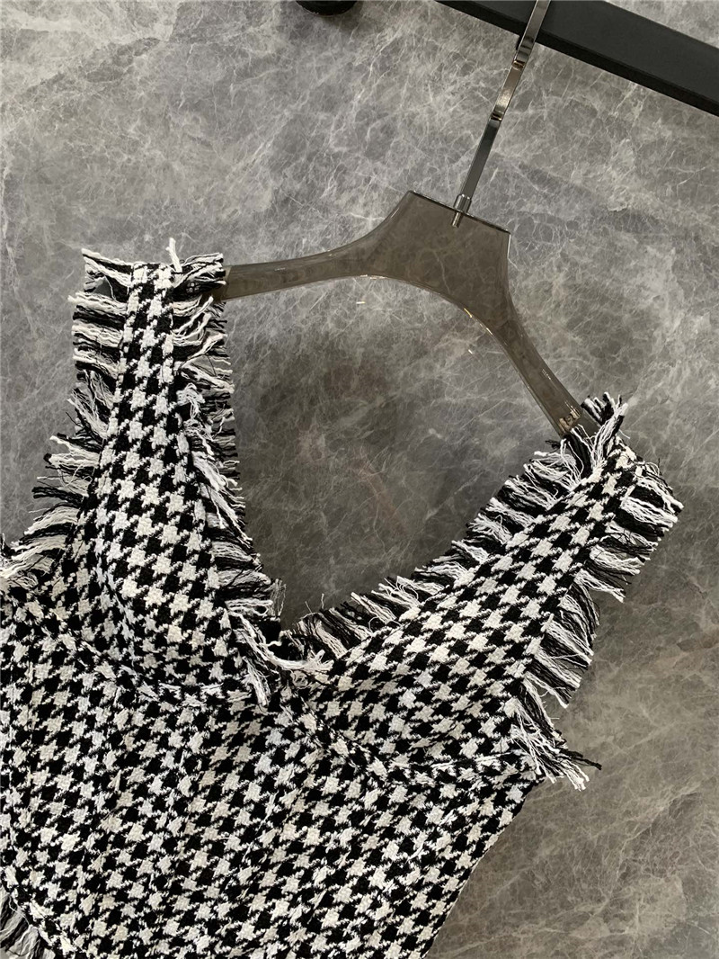 Balmain houndstooth tweed raw edge tunic replica clothes