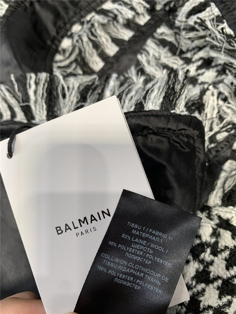 Balmain houndstooth tweed raw edge tunic replica clothes