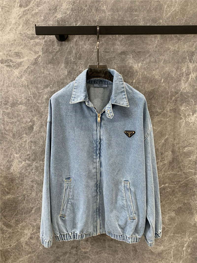 Pra*a silhouette denim jacket replica designer clothes