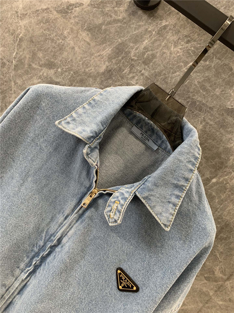 Pra*a silhouette denim jacket replica designer clothes