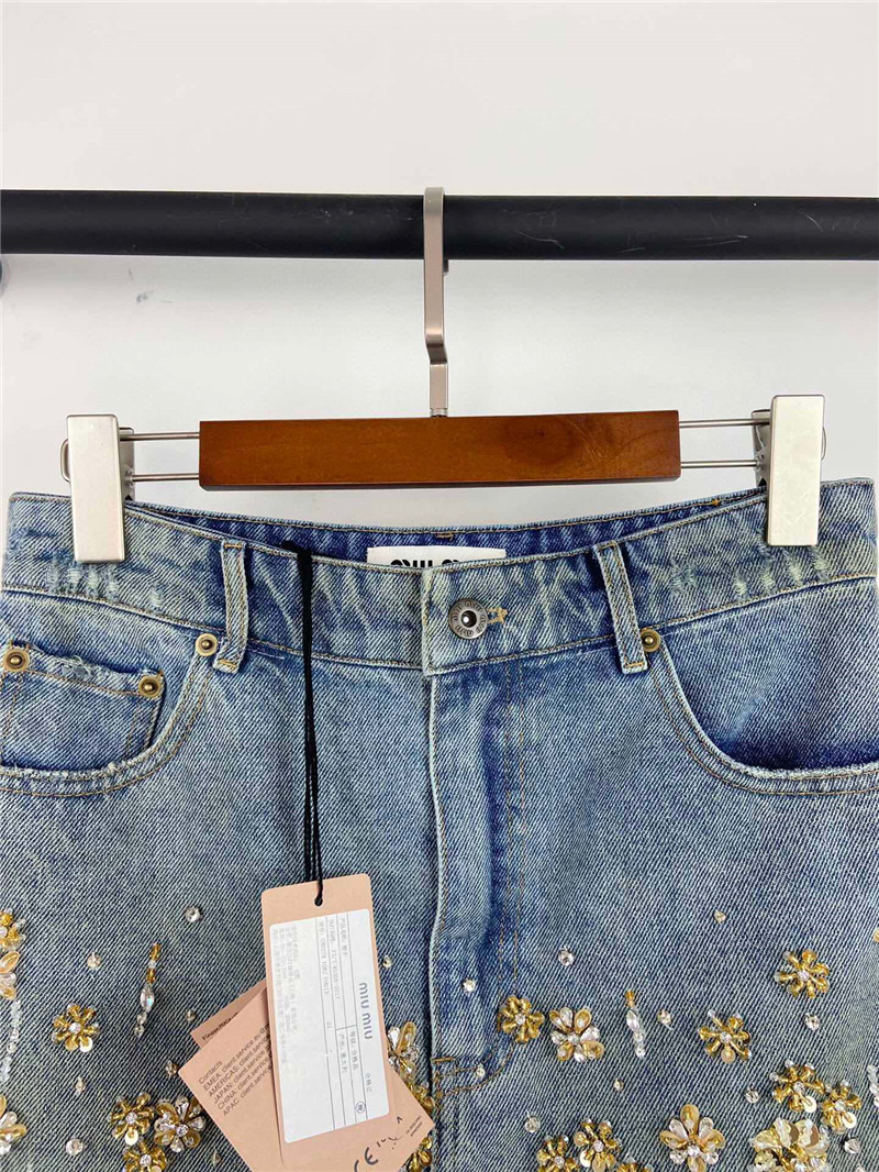 M1um1u beaded mini denim skirt replicas clothes