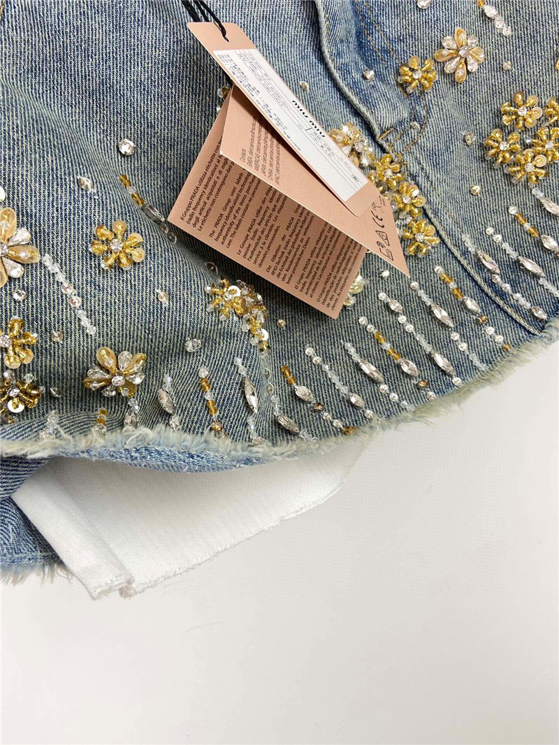 M1um1u beaded mini denim skirt replicas clothes