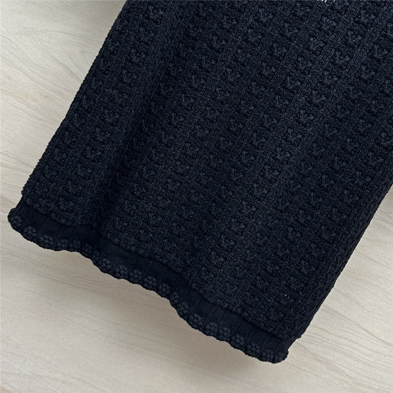 Ch**el hollow embossed braided short-sleeved top replica clothes
