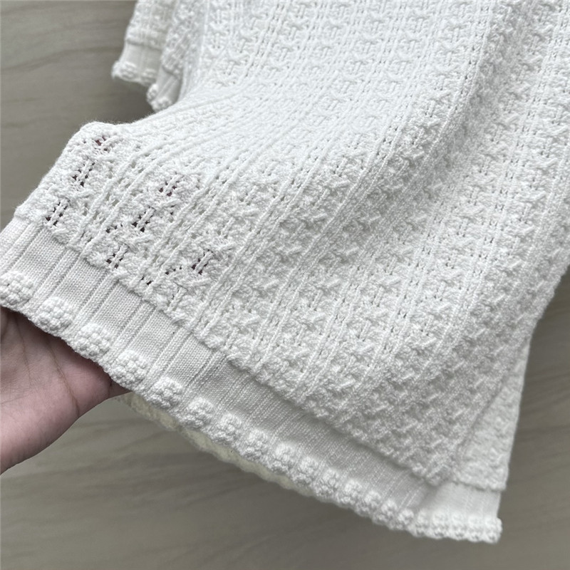 Ch**el hollow embossed braided short-sleeved top replica clothes