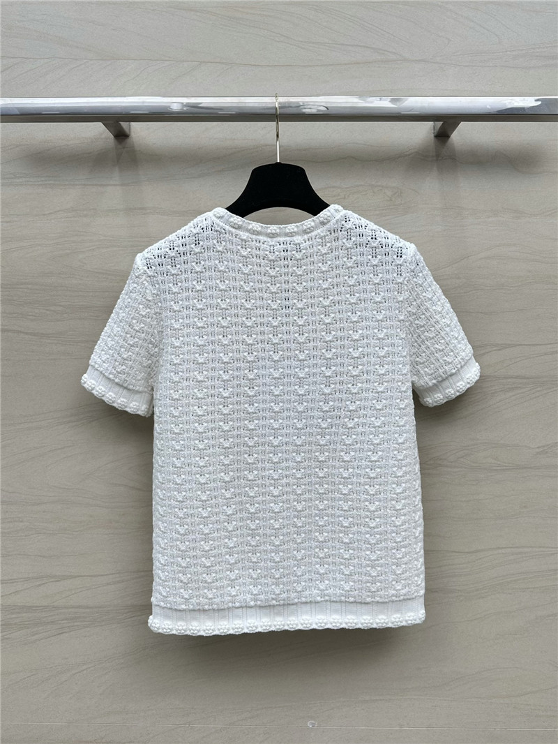 Ch**el hollow embossed braided short-sleeved top replica clothes