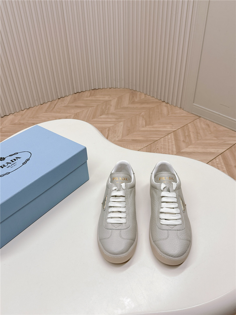 Pra*a gray leather low-top sneakers for women