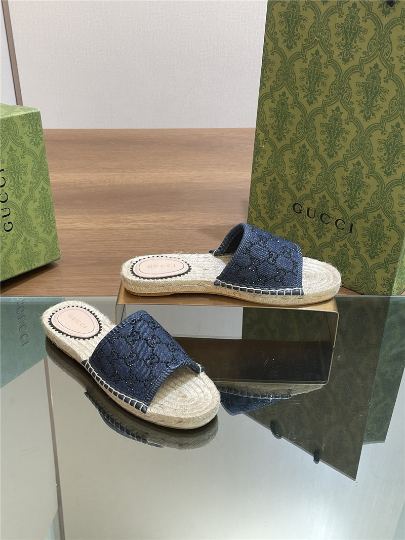 Gucci straw hemp fisherman slippers replica shoes