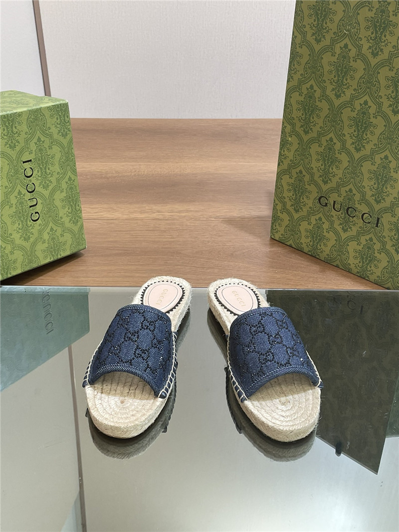 Gucci straw hemp fisherman slippers replica shoes