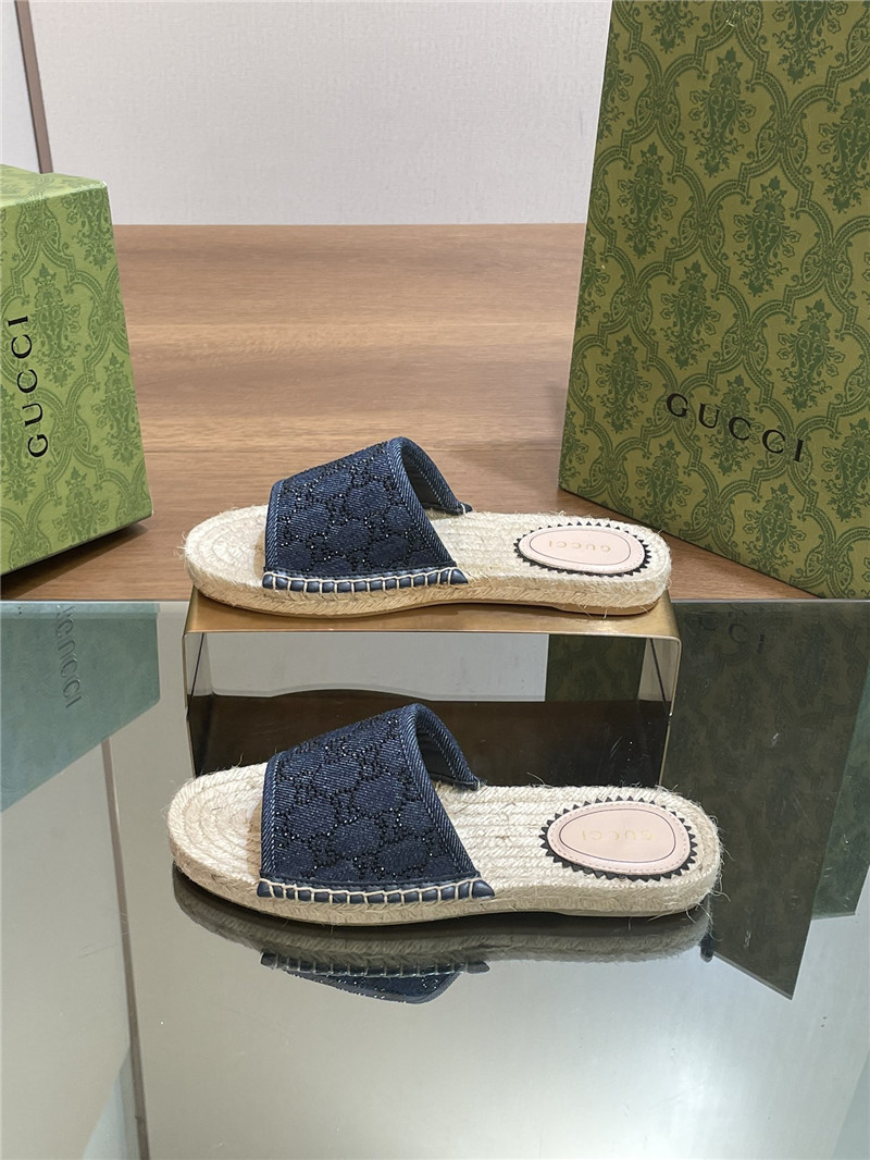 Gucci straw hemp fisherman slippers replica shoes