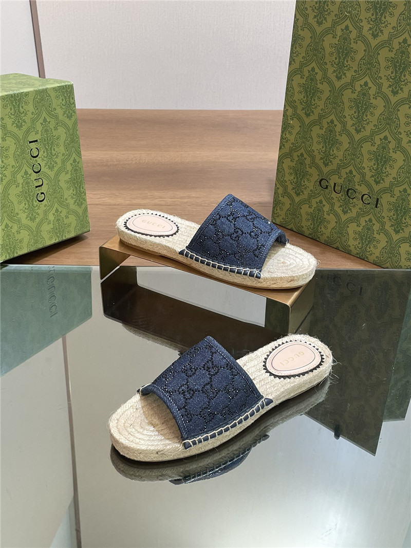 Gucci straw hemp fisherman slippers replica shoes