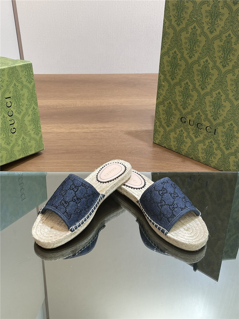 Gucci straw hemp fisherman slippers replica shoes