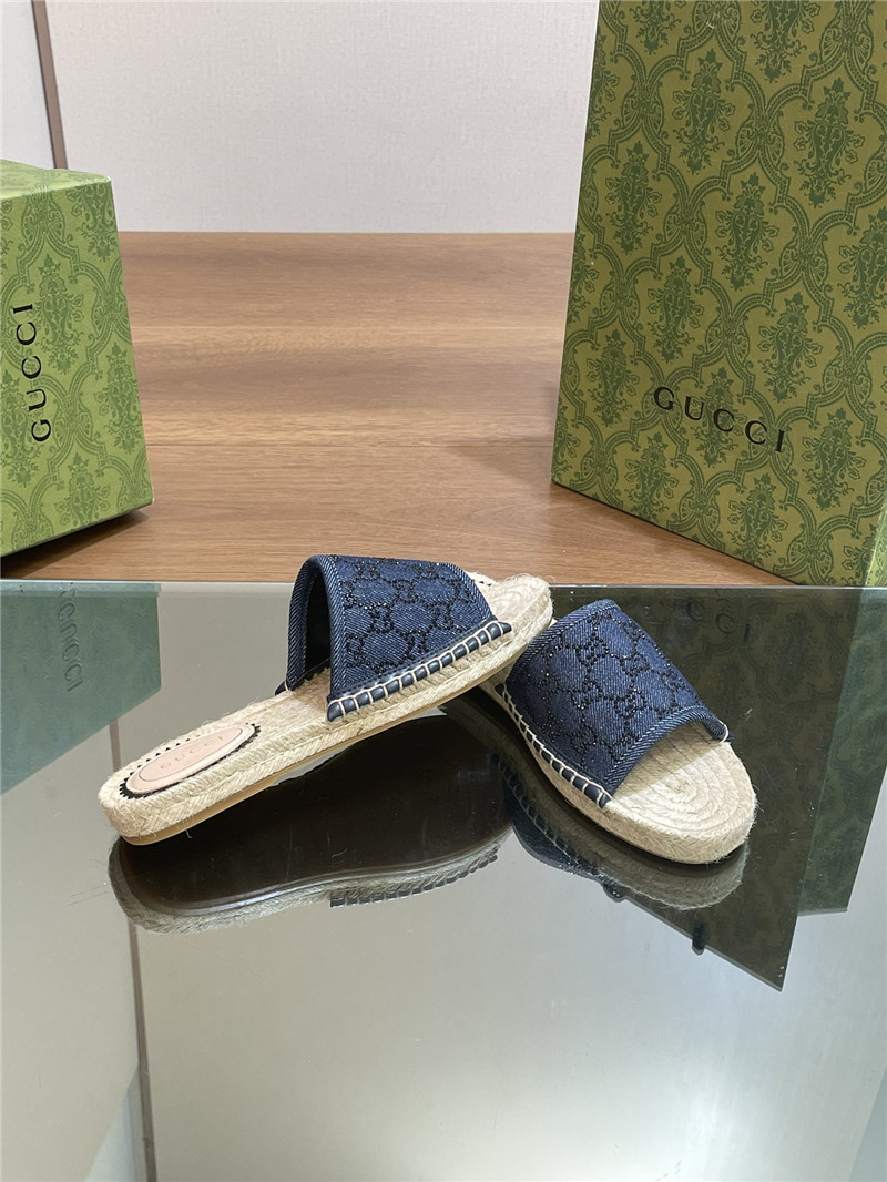 Gucci straw hemp fisherman slippers replica shoes