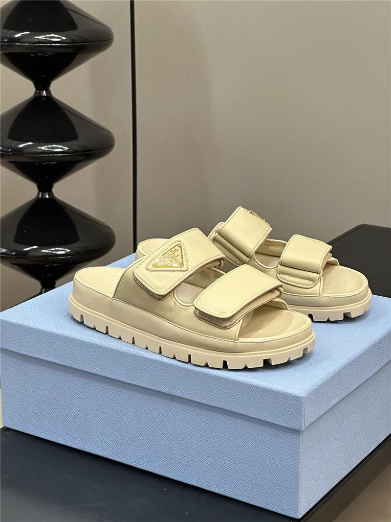 prada double strap lambskin slippers replica designer shoes