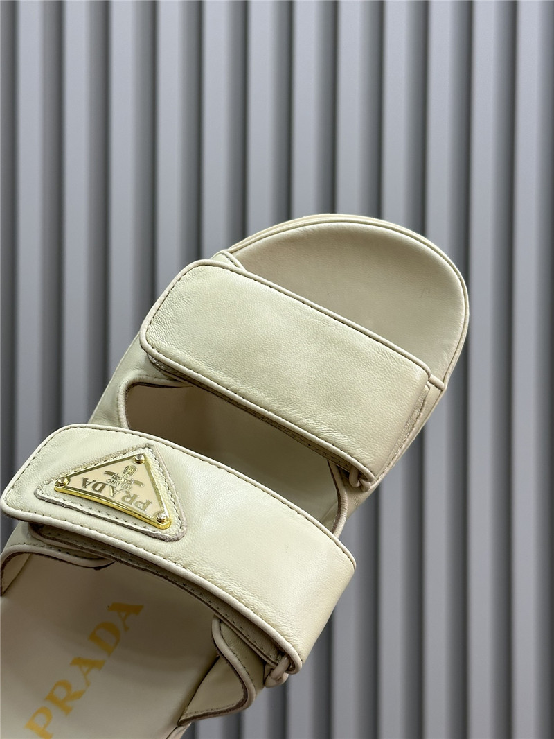 Pra*a double strap lambskin slippers replica designer shoes