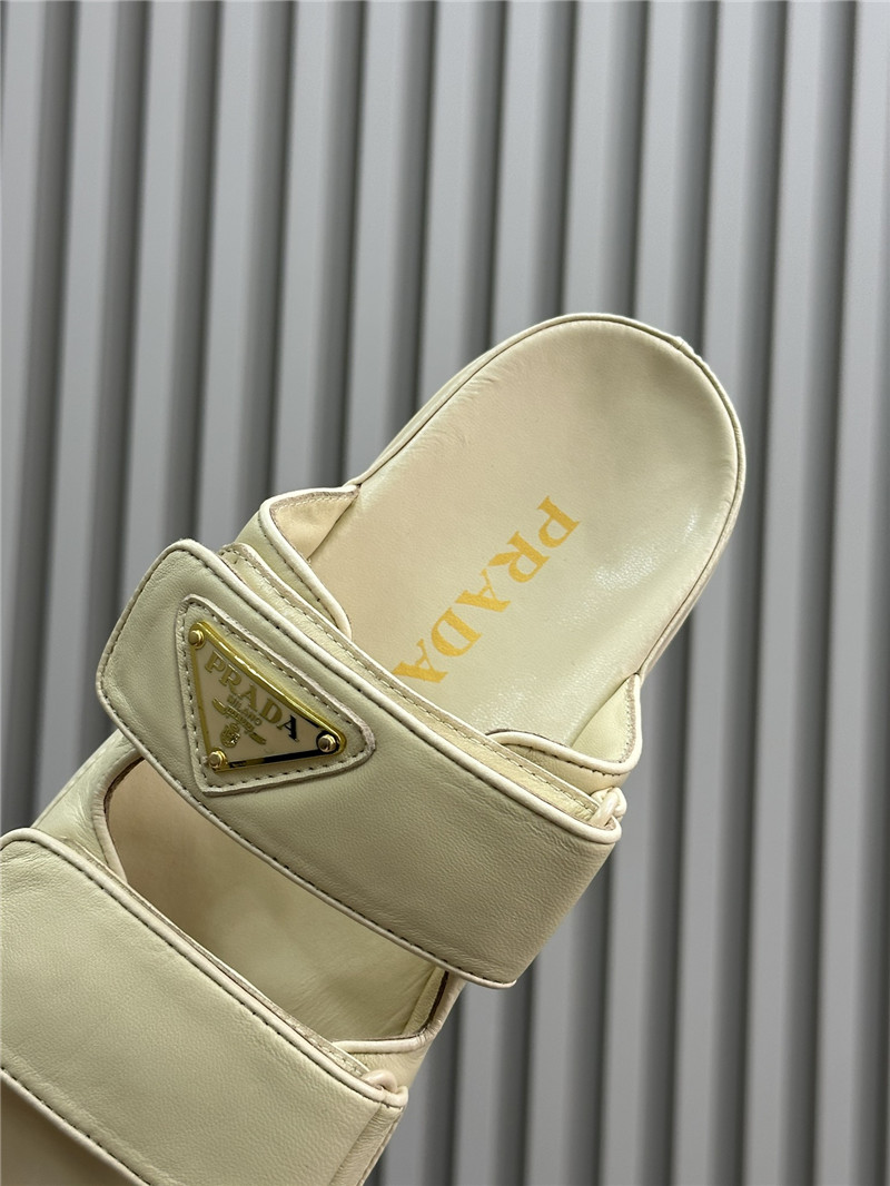 Pra*a double strap lambskin slippers replica designer shoes