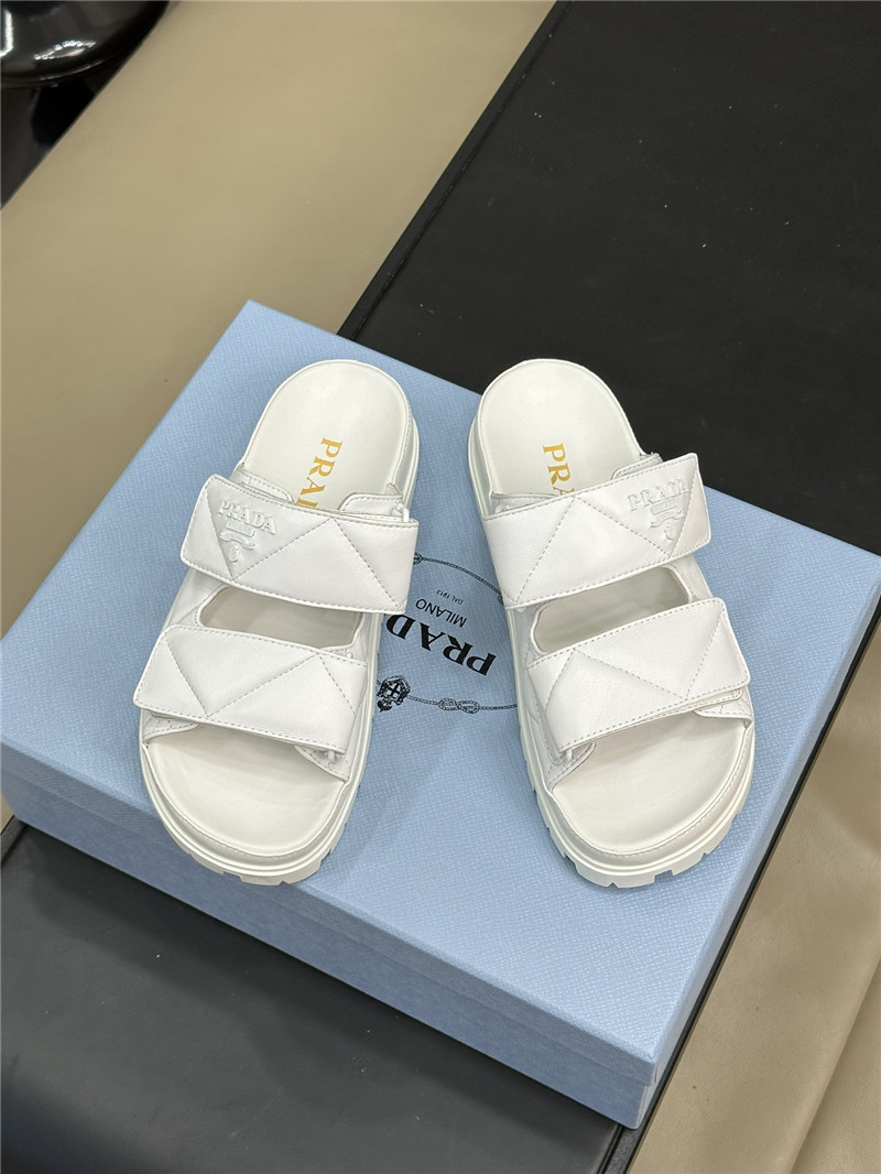 prada double strap lambskin slippers replica designer shoes