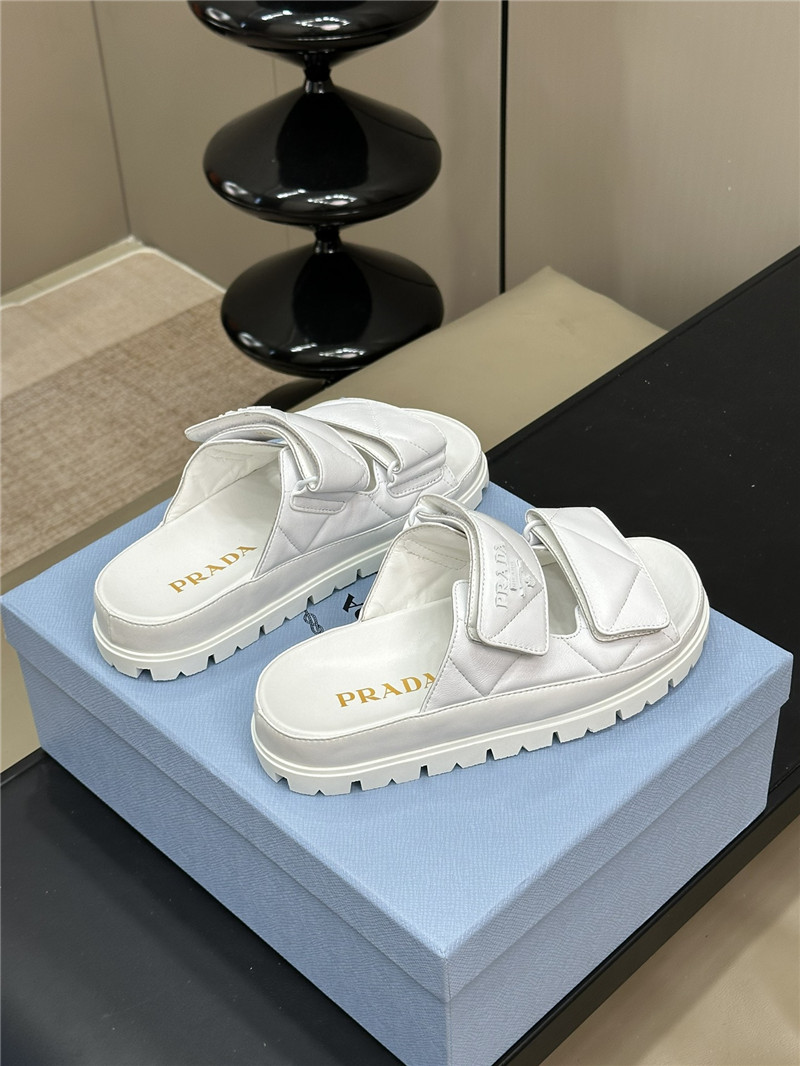 prada double strap lambskin slippers replica designer shoes