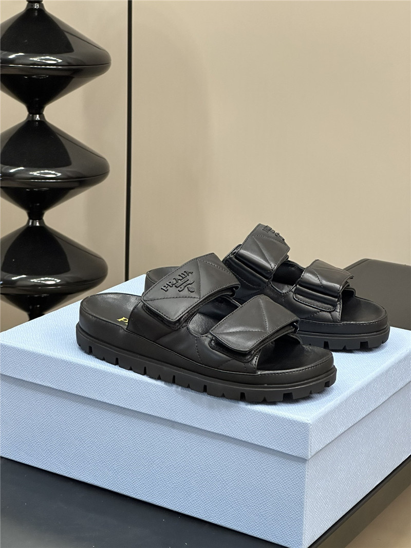 prada double strap lambskin slippers replica designer shoes