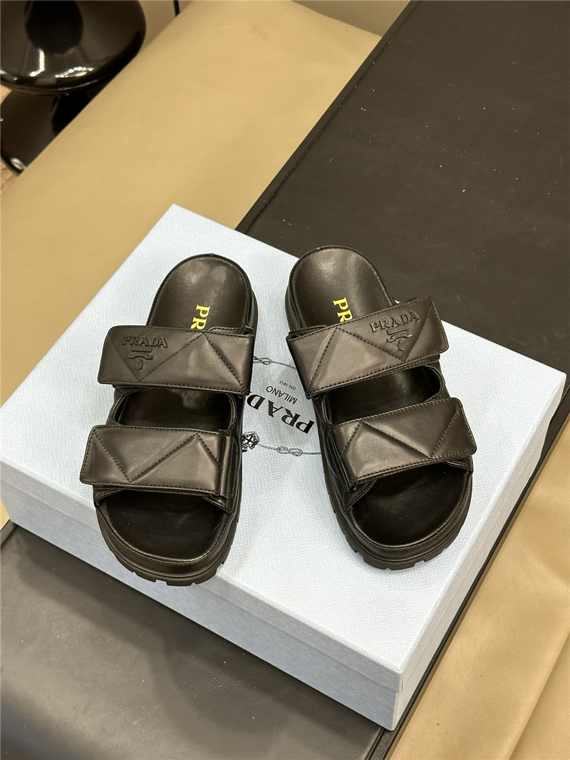 prada double strap lambskin slippers replica designer shoes