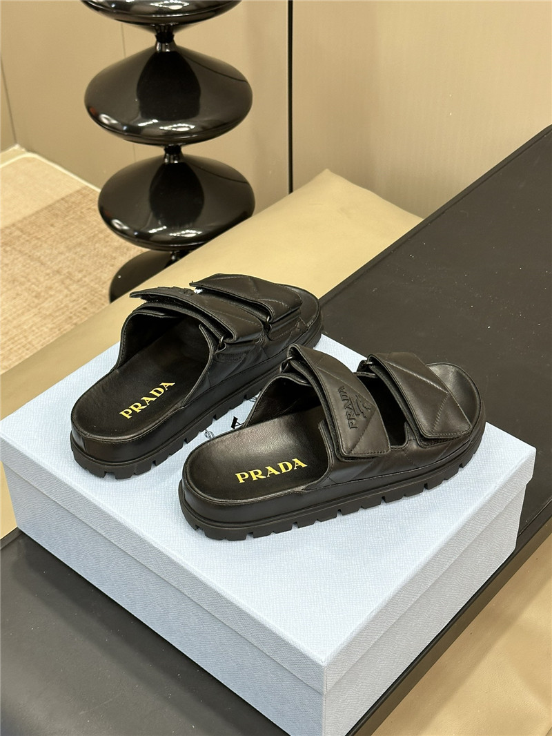 prada double strap lambskin slippers replica designer shoes
