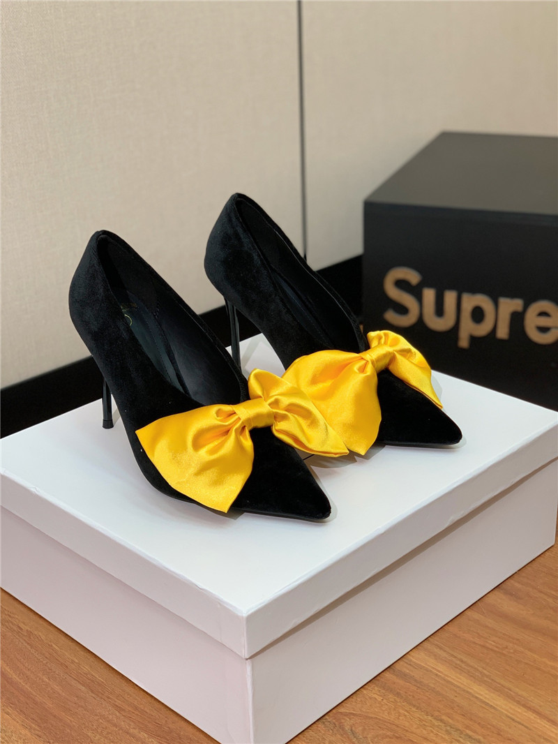 balmain bow velvet high-heeled shoes Marg*e1a replica shoes