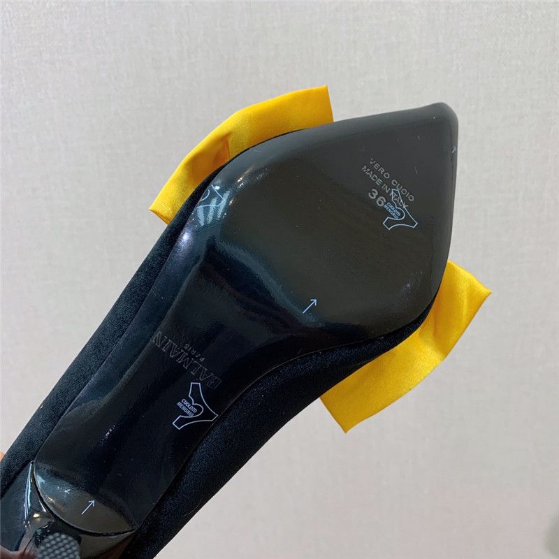 balmain bow velvet high-heeled shoes Marg*e1a replica shoes